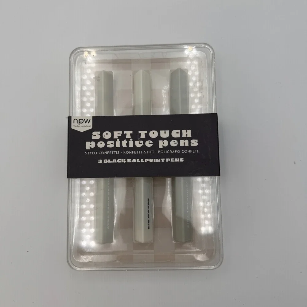 NPW Soft Touch Positive Pens 3 Pack‎ Black Ink Ballpoint Motivational
